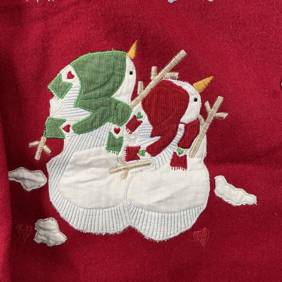 Take Two Christmas Jacket Womens Large Snowman Wool Blend Red w/ Stars - Picture 4 of 8